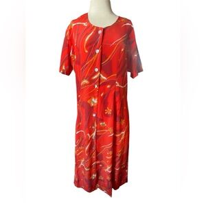 Vintage Plus XL Mod Retro Color way Groovy Print Maxi Dress Travel Work Summer
